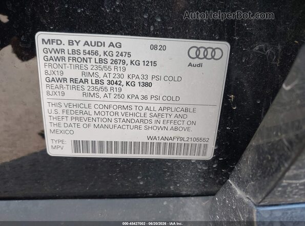 WA1ANAFY9L2105552 2020 AUDI Q5 Black Engine compartment view