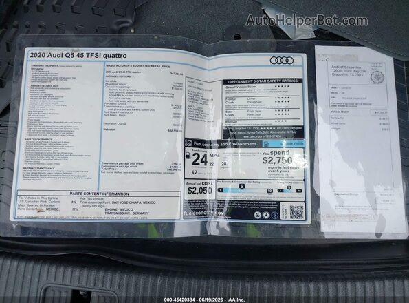 WA1ANAFYXL2012555 2020 AUDI Q5 White 