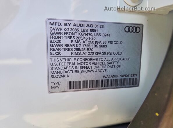 WA1AXBF7XPD012377 2023 AUDI Q7 White 