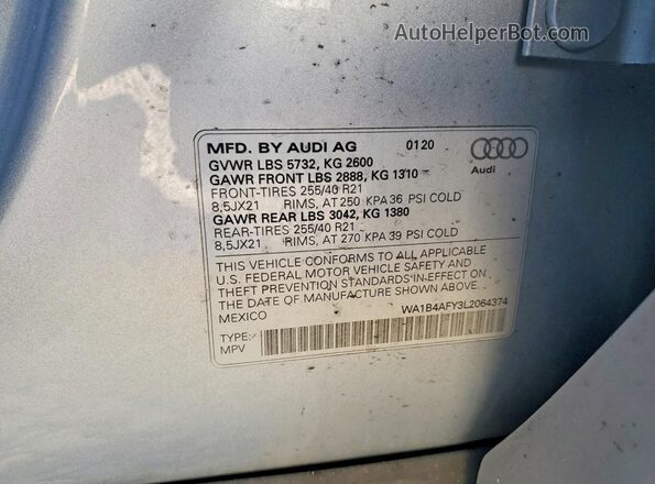 WA1B4AFY3L2064374 2020 AUDI SQ5 Silver 