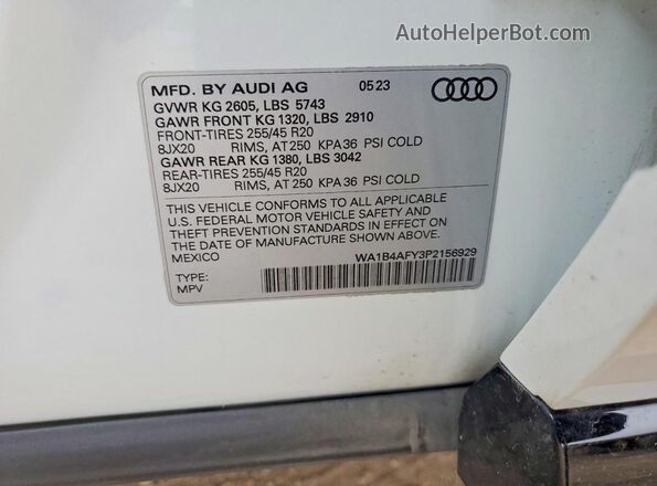WA1B4AFY3P2156929 2023 AUDI SQ5 White 