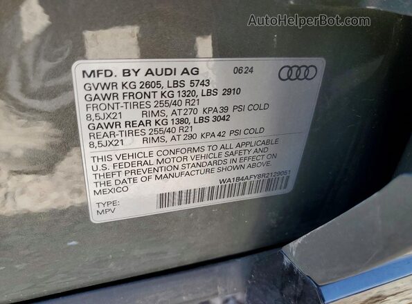 WA1B4AFY8R2129051 2024 AUDI SQ5 Gray Սալոնի 360 աստիճան տեսք