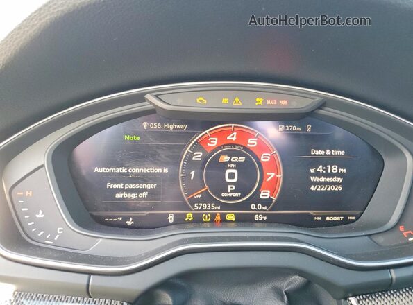 WA1B4AFYXL2070009 2020 AUDI SQ5 Blue ხელსაწყოთა პანელის ხედი