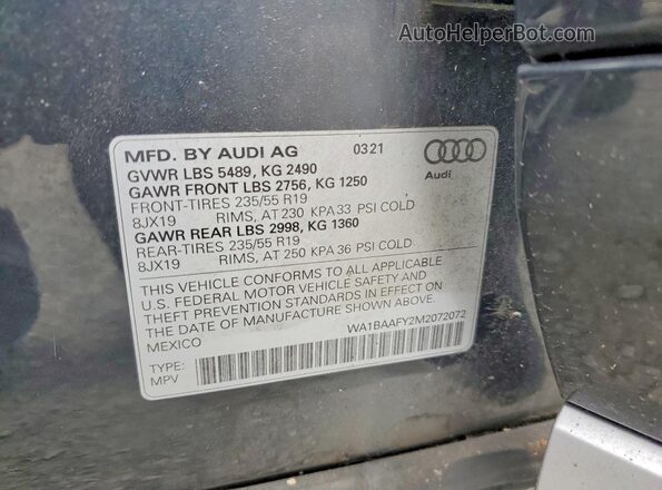 WA1BAAFY2M2072072 2021 AUDI Q5 Gray 