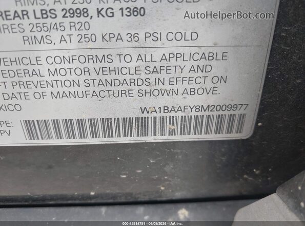 WA1BAAFY8M2009977 2021 AUDI Q5 Black Widok komory silnika