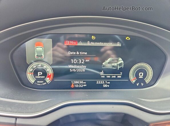 WA1BAAFYXM2014890 2021 AUDI Q5 Black Вид щитка приладів