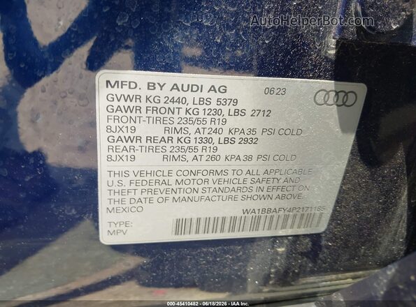 WA1BBAFY4P2171185 2023 AUDI Q5 Blue Вид підкапотного простору