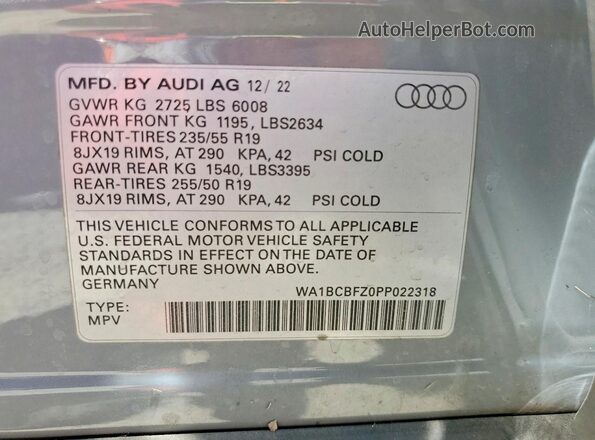 WA1BCBFZ0PP022318 2023 AUDI Q4 Gray 