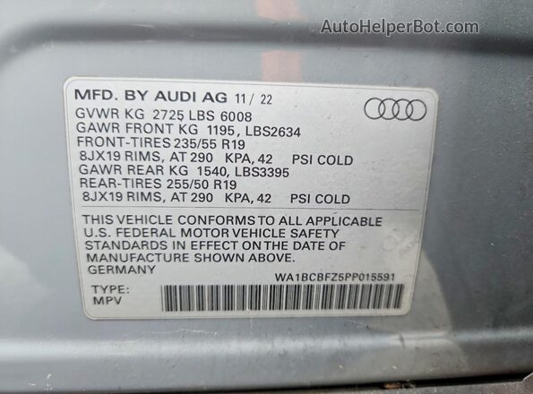 WA1BCBFZ5PP015591 2023 AUDI Q4 Серый Вид подкапотного пространства