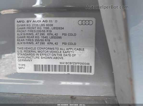 WA1BCBFZ5PP050048 2023 AUDI Q4 Gray ძრავის განყოფილების ხედი
