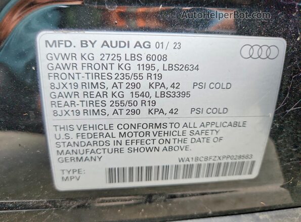WA1BCBFZXPP028563 2023 AUDI Q4 Черный 