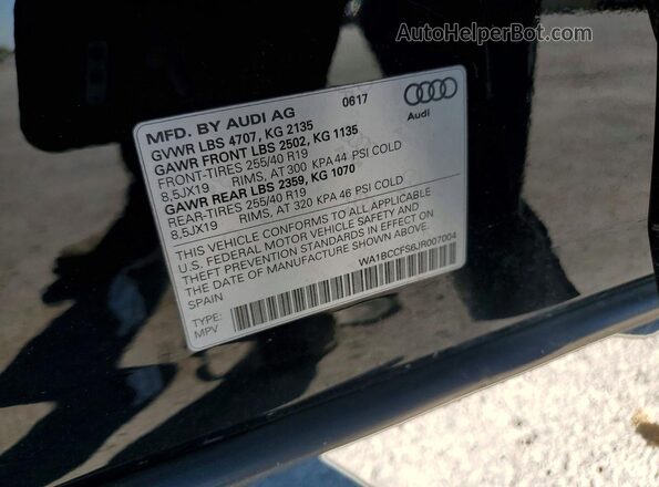 WA1BCCFS6JR007004 2018 AUDI Q3 Black Widok naklejki z numerem VIN