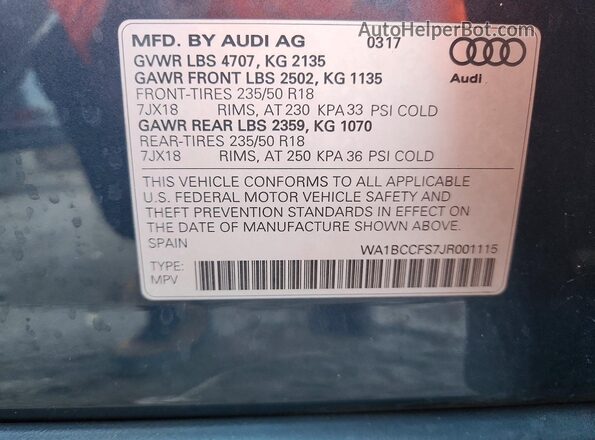 WA1BCCFS7JR001115 2018 AUDI Q3 Charcoal 