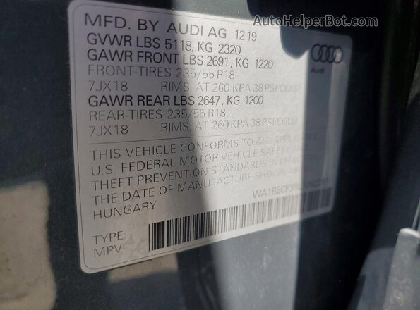 WA1BECF39L1062261 2020 AUDI Q3 Gray Вид підкапотного простору