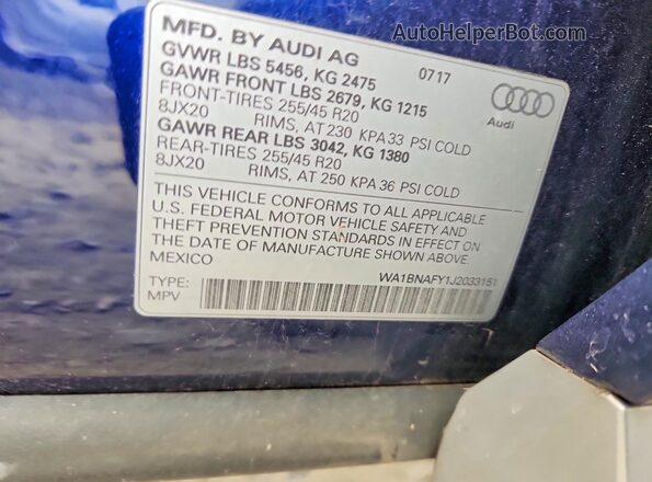 WA1BNAFY1J2033151 2018 AUDI Q5 Blue 