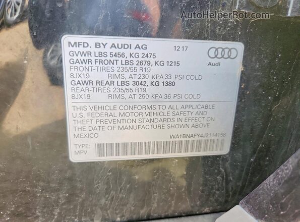 WA1BNAFY4J2114158 2018 AUDI Q5 Black Շարժիչի բաժամունքի տեսք