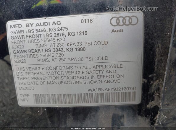 WA1BNAFY9J2129741 2018 AUDI Q5 Dark Blue Вид підкапотного простору