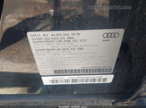 WA1C2AFP2GA140339 2016 AUDI Q5 Black Engine compartment view