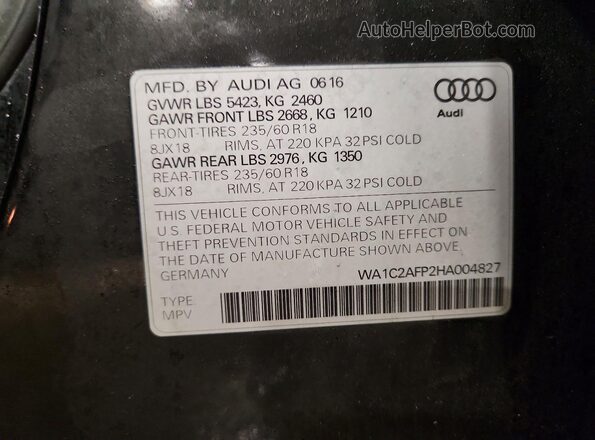 WA1C2AFP2HA004827 2017 AUDI Q5 Black Widok wnętrza 360 stopni