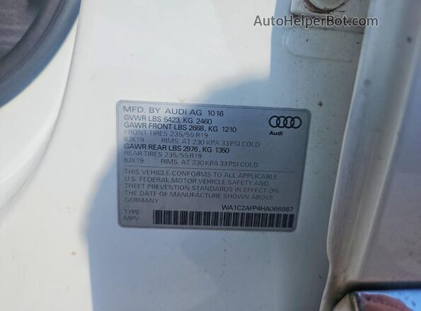 WA1C2AFP4HA066987 2017 AUDI Q5 Белый 