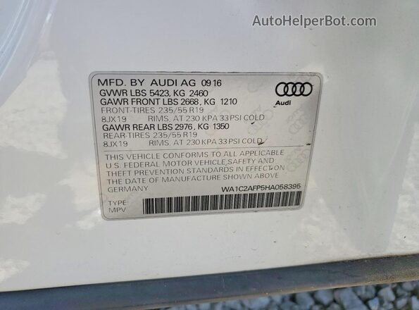 WA1C2AFP5HA058395 2017 AUDI Q5 White Սալոնի 360 աստիճան տեսք