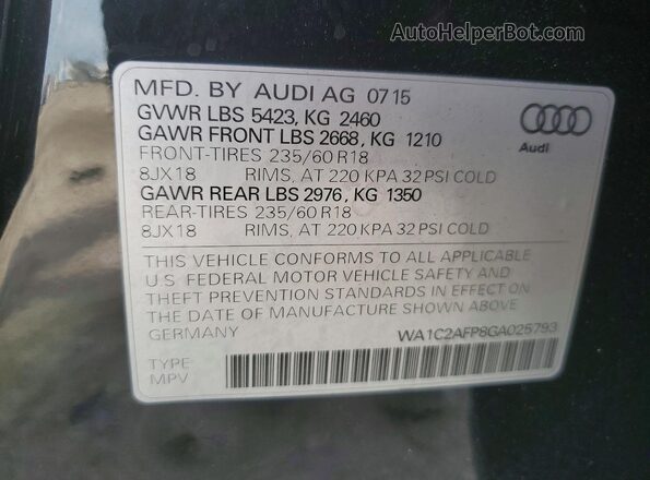 WA1C2AFP8GA025793 2016 AUDI Q5 Black Vista interior de 360 grados