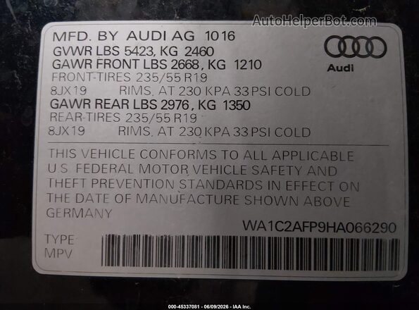 WA1C2AFP9HA066290 2017 AUDI Q5 Dark Blue Engine compartment view