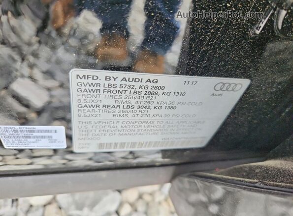 WA1C4AFY0J2087886 2018 AUDI SQ5 Black Widok naklejki z numerem VIN