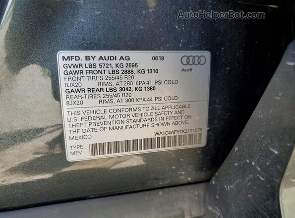WA1C4AFY1K2121576 2019 AUDI SQ5 Gray 