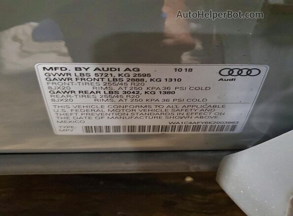 WA1C4AFY6K2003863 2019 AUDI SQ5 Gray Սալոնի 360 աստիճան տեսք