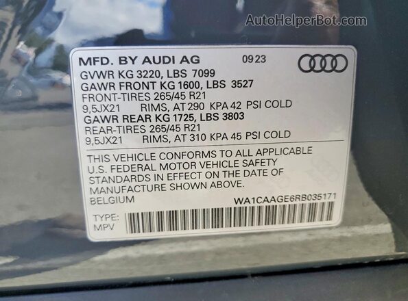 WA1CAAGE6RB035171 2024 AUDI Q8 Gray Սալոնի 360 աստիճան տեսք