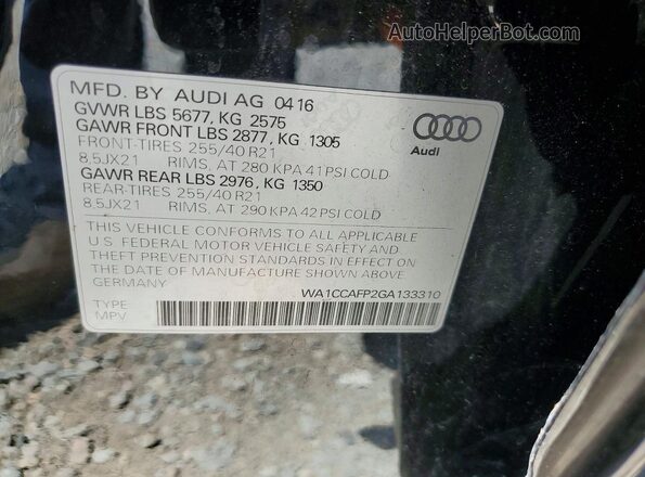 WA1CCAFP2GA133310 2016 AUDI SQ5 Black 
