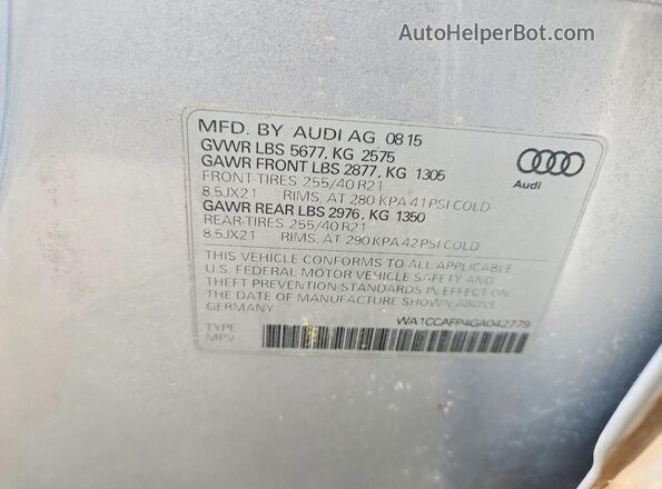WA1CCAFP4GA042779 2016 AUDI SQ5 Silver 