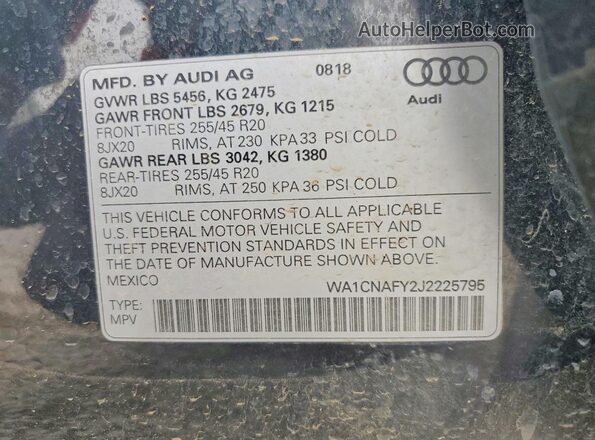 WA1CNAFY2J2225795 2018 AUDI Q5 Charcoal Engine compartment view