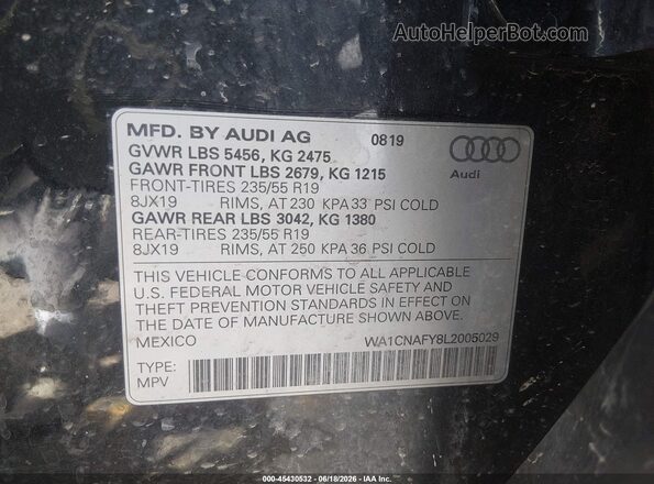 WA1CNAFY8L2005029 2020 AUDI Q5 Серый Вид подкапотного пространства
