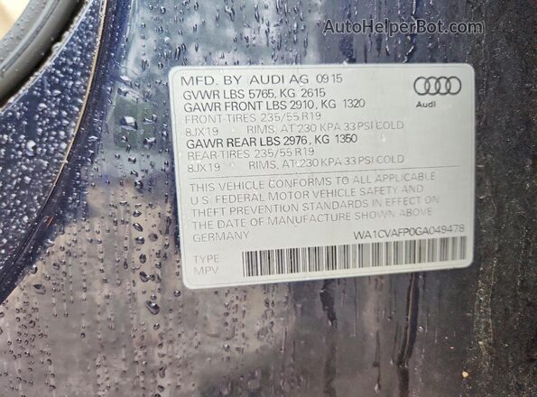 WA1CVAFP0GA049478 2016 AUDI Q5 Черный 