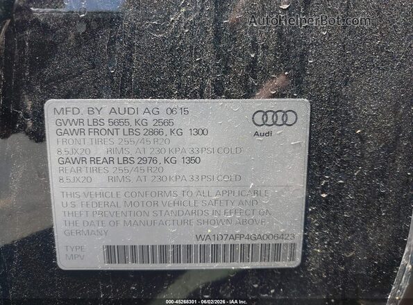 WA1D7AFP4GA006423 2016 AUDI Q5 Red Вид підкапотного простору
