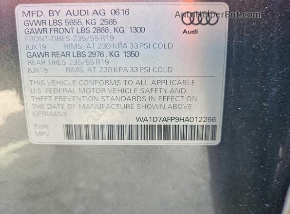 WA1D7AFP9HA012266 2017 AUDI Q5 Серебряный 