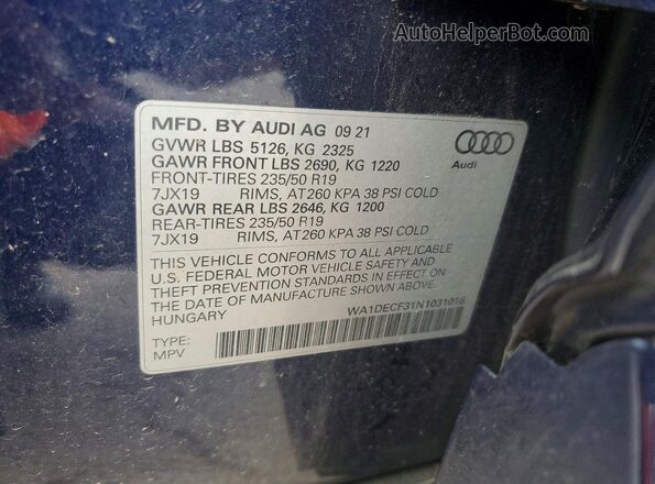 WA1DECF31N1031016 2022 AUDI Q3 Blue 