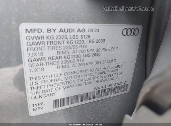 WA1DECF33P1120220 2023 AUDI Q3 Gray Շարժիչի բաժամունքի տեսք