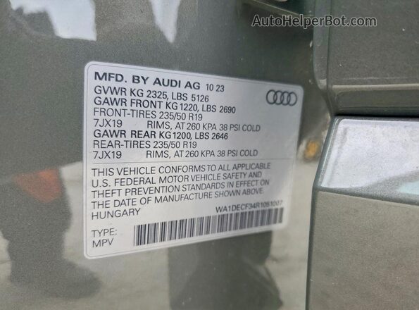 WA1DECF34R1051007 2024 AUDI Q3 Gray Vista interior de 360 grados
