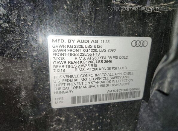 WA1DECF38R1060163 2024 AUDI Q3 Black VIN sticker view