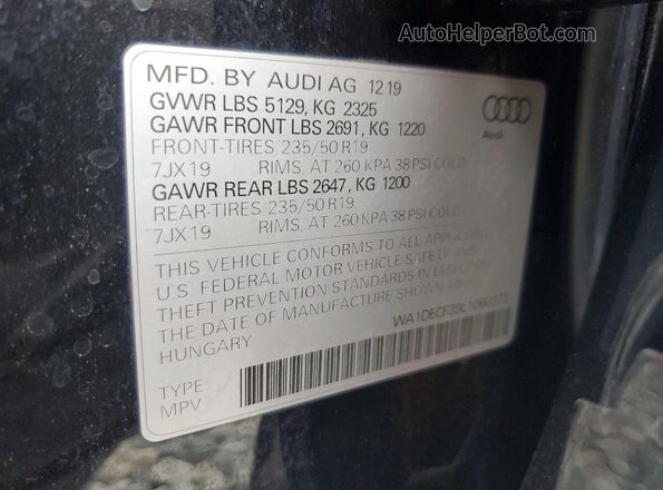 WA1DECF39L1060373 2020 AUDI Q3 Черный 