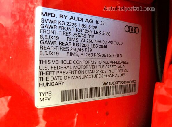 WA1DECF3XR1049682 2024 AUDI Q3 Красный 