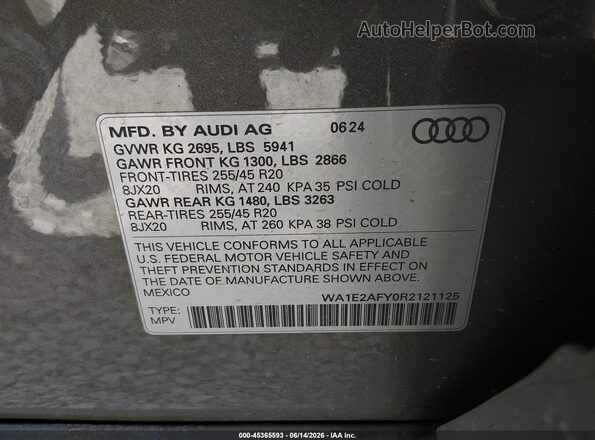 WA1E2AFY0R2121125 2024 AUDI Q5 Green Շարժիչի բաժամունքի տեսք