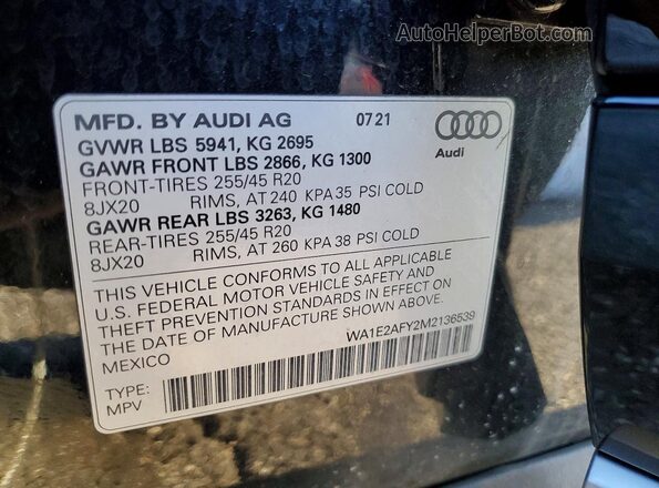 WA1E2AFY2M2136539 2021 AUDI Q5 Black 