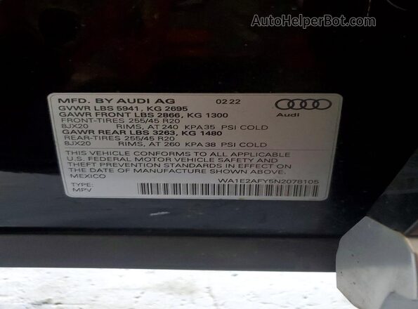 WA1E2AFY5N2078105 2022 AUDI Q5 Black 