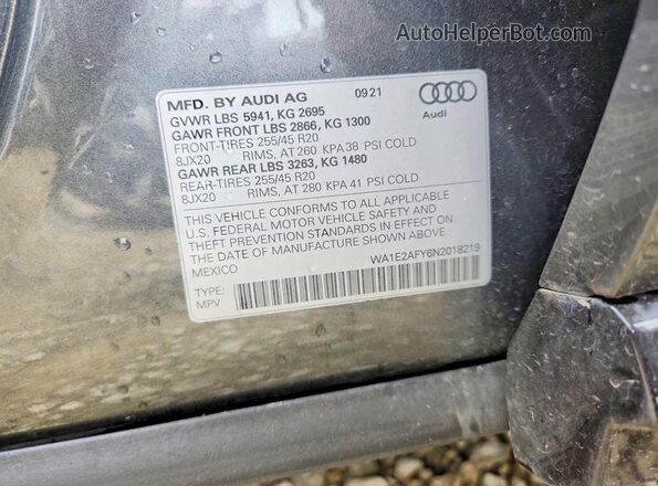 WA1E2AFY6N2018219 2022 AUDI Q5 Gray 