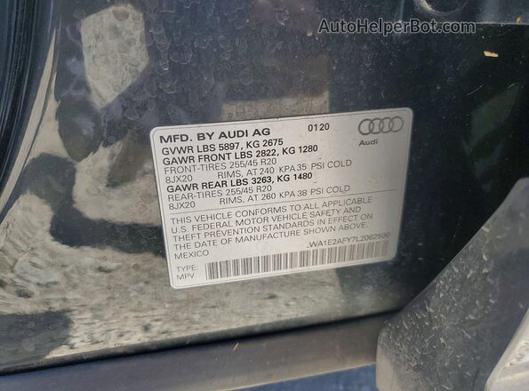 WA1E2AFY7L2062596 2020 AUDI Q5 Gray VIN sticker view
