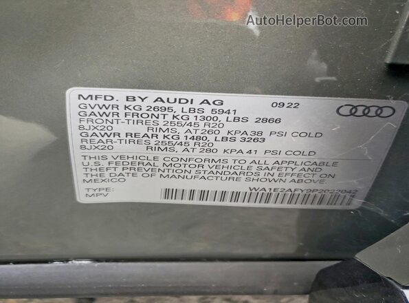 WA1E2AFY9P2022042 2023 AUDI Q5 Charcoal Շարժիչի բաժամունքի տեսք